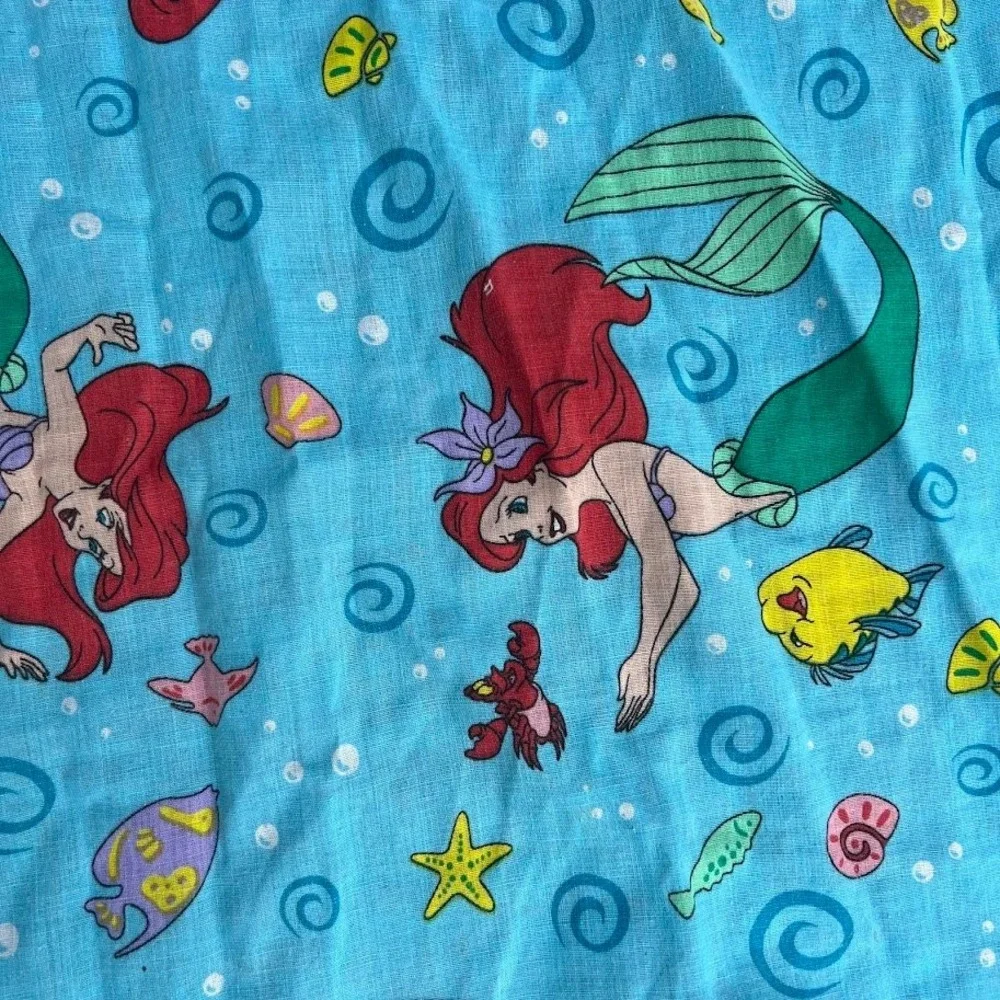 Vintage Dundee Disney Little Mermaid Ariel Fitted Crib Sheet Made in USA Blue